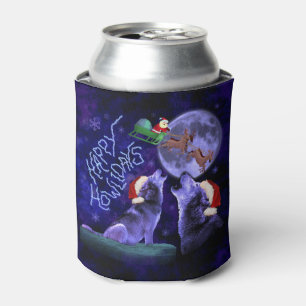 Enfriador De Latas Retruécano divertido Howlidays feliz del lobo del