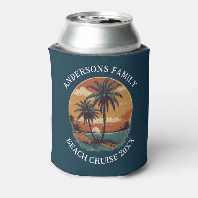 Enfriador De Latas Reunión de la familia de palmeras tropicales de va (Reverso de la lata)