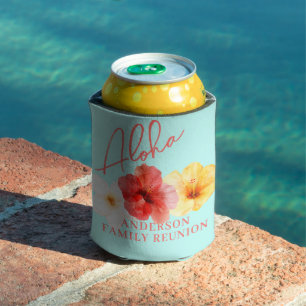 Enfriador De Latas Reunión familiar de Aloha Floral Tropical