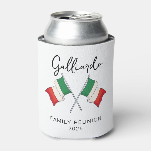Enfriador De Latas Reunión familiar de la bandera italiana  (Lata Anverso)