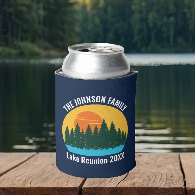 Enfriador De Latas Reunión familiar de lago Cute Sunset personalizado (Subido por el creador)