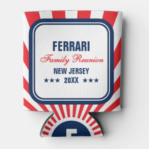 Enfriador De Latas Reunión Familiar Rojo Blanco Azul Nevera Personali