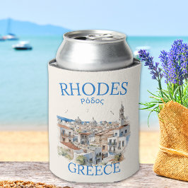 Enfriador De Latas Rhodes Greece Watercolor – Island Travel Gift