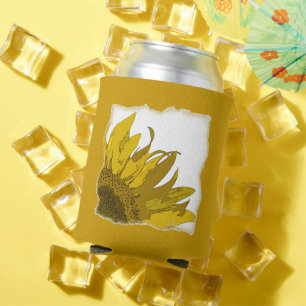 Enfriador De Latas Rincón de girasol amarillo favorece la boda