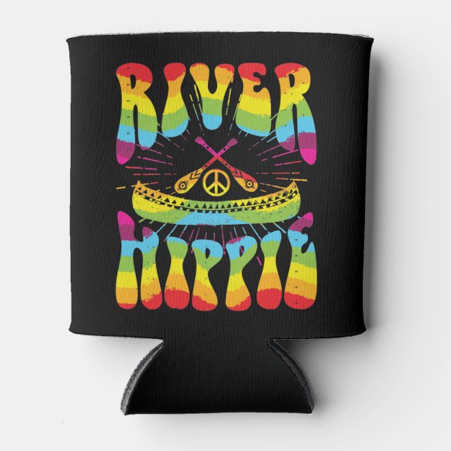 Enfriador De Latas Río Hippie Tie Dye Canoe (Anverso)
