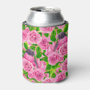 Enfriador De Latas Robin rosado y rosas