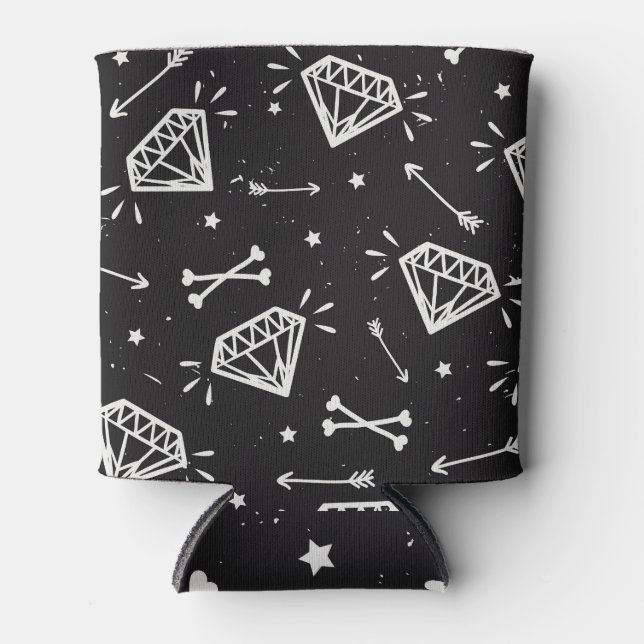 Enfriador De Latas Roca gruesa: diamantes, patrón de huesos. (Anverso)