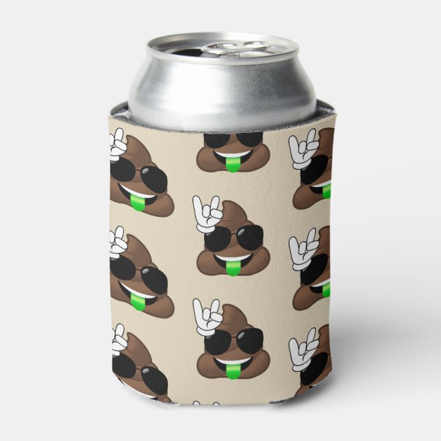 Enfriador De Latas Rock marrón en Refrigerador de bebidas de Emoji de (Lata Anverso)
