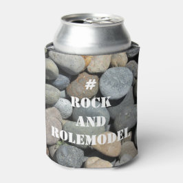 Enfriador De Latas #RockandRolemodel - Blanco sobre rocas editable.