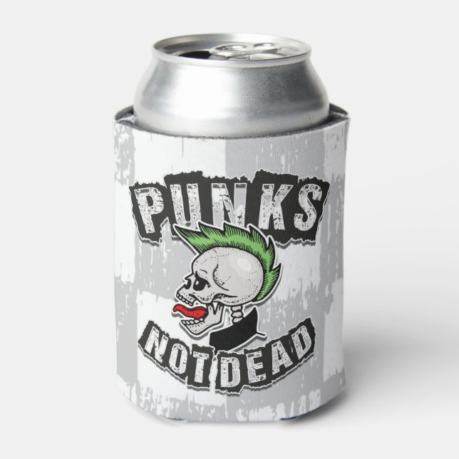 Enfriador De Latas Rockero de Punk Mohawk sin cráneo muerto (Lata Anverso)