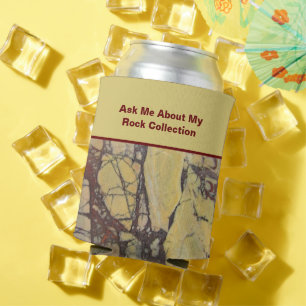 Enfriador De Latas Rockhound Humor amarillo Piedra roja Mineral de Ge