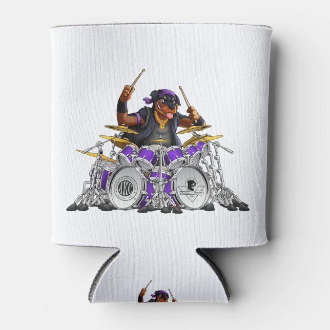 Enfriador De Latas Rockin' Rottie Drummer (Anverso)