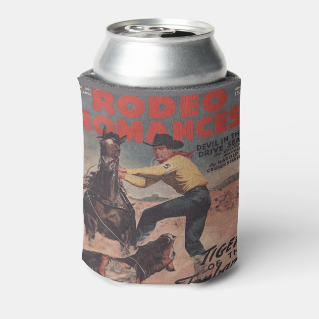 Enfriador De Latas Rodeo Occidental Cowboy Calf Roping Rodeo Romance (Reverso de la lata)