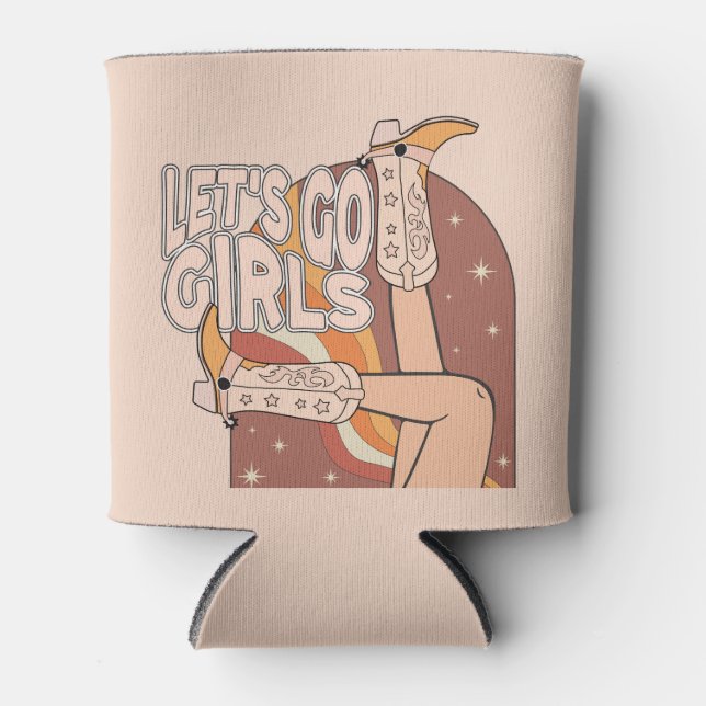 Enfriador De Latas Rodeo rosa Retro Pastel Bachelorette Brie (Anverso)