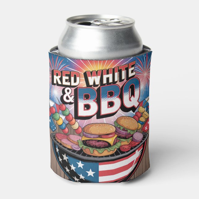 Enfriador De Latas Rojo Blanco & BBQ (Lata Anverso)