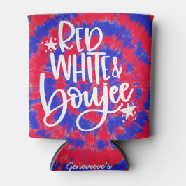 Enfriador De Latas Rojo Blanco Elegante Tie Dye Despedida de Soltera 