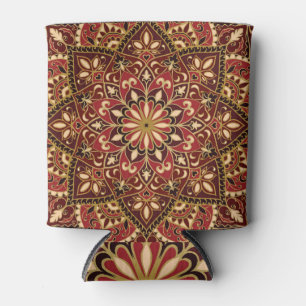 Enfriador De Latas Rojo oriental: Alfombra floral vintage