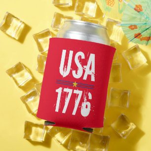 Enfriador De Latas Rojo patriótico USA 1776