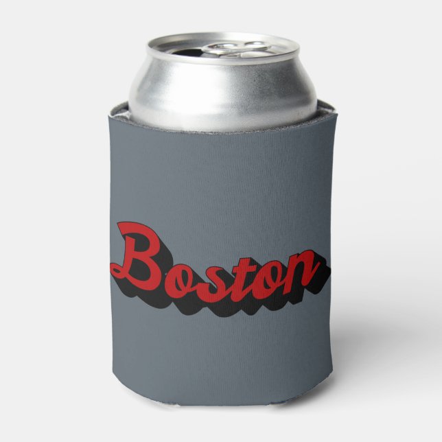 Enfriador De Latas Rojo y negro de Boston (Lata Anverso)