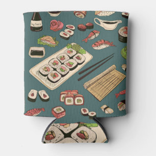 Enfriador De Latas Rollos de sushi: Vintage sin foco de color.
