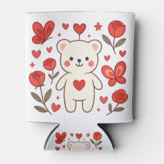 Enfriador De Latas Romantic Bear Heart Can Cooler