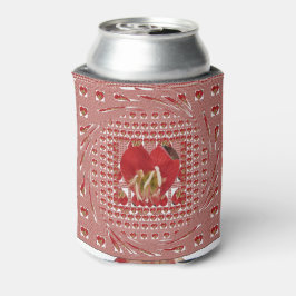 Enfriador De Latas Romántico Diseño Corazón de Flores Rojas 4 Momento