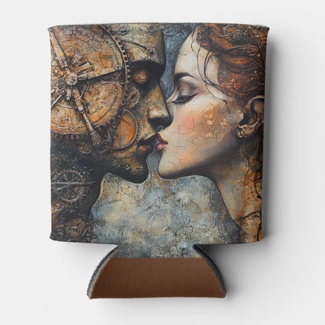 Enfriador De Latas Romántico Steampunk Kiss (Anverso)