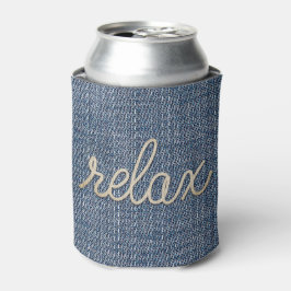 Enfriador De Latas Rope Relax Text on Denim Refrigerador de bebidas