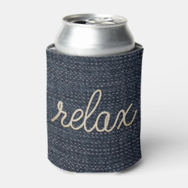 Enfriador De Latas Rope Relax Text on Denim Refrigerador de bebidas