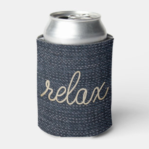 Enfriador De Latas Rope Relax Text on Denim Refrigerador de bebidas