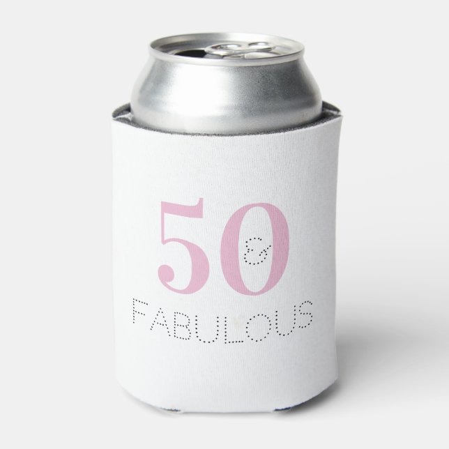 Enfriador De Latas Rosa 50 y fabuloso cumpleaños de Moda (Lata Anverso)