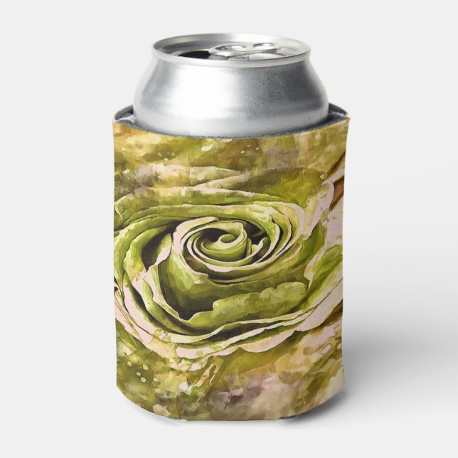 Enfriador De Latas Rosa artístico amarillo y gris (Lata Anverso)