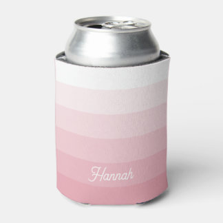 Enfriador De Latas Rosa Blush Blanco Personalizado Ombre Raya