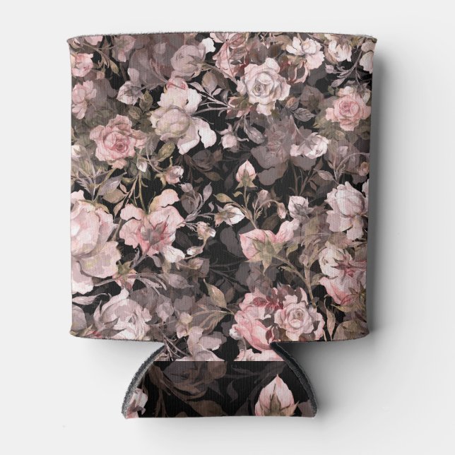 Enfriador De Latas Rosa de acuarela Patrón Bud Bouquet (Anverso)