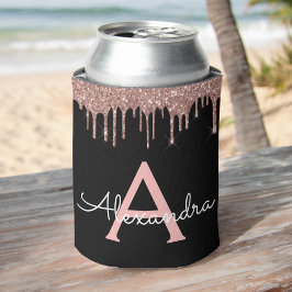 Enfriador De Latas Rosa Dorado - Rosa Beige Negro Brillo Monograma No