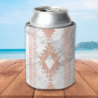 Enfriador De Latas rosa geométrico minimalista oro azteca mármol blan