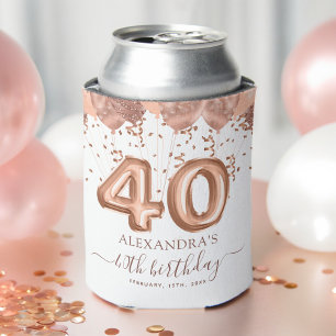 Enfriador De Latas Rosa Globos de Oro 40 Fiesta de cumpleaños