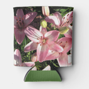 Enfriador De Latas Rosa, lirios asiáticos blancos del rosa