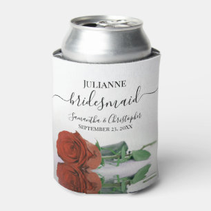 Enfriador De Latas Rosa Naranja Rust Boda elegante de la dama de hono
