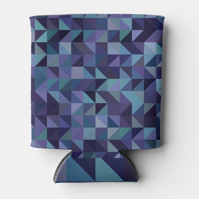 Enfriador De Latas Rosa oscuro, azul: mosaico triangular. (Anverso)