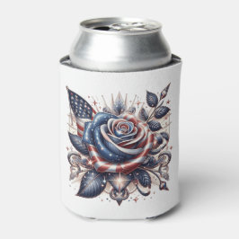 Enfriador De Latas Rosa patriótico y Día de la Independencia de la Ba