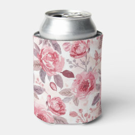Enfriador De Latas Rosa Peonía Rosa Acuarela Jardín Floral
