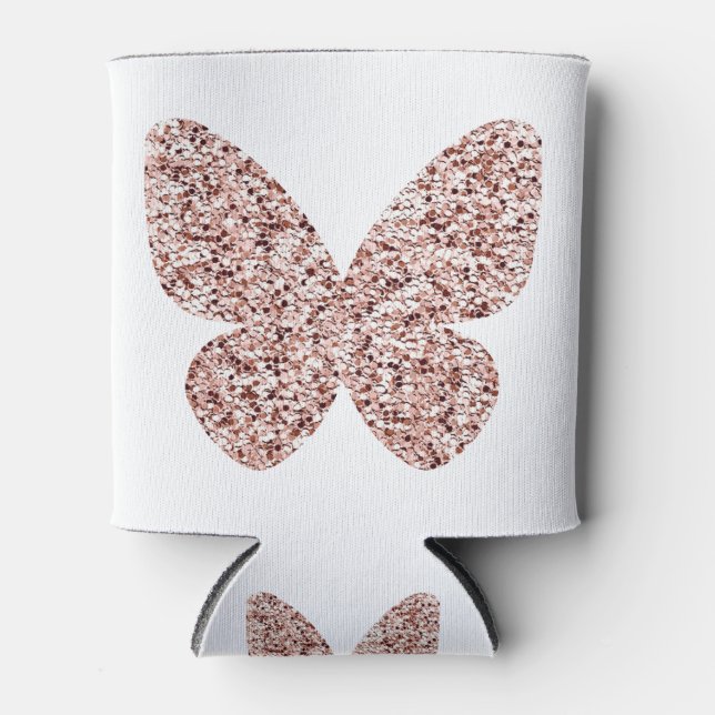 Enfriador De Latas Rosa Purpurina de oro Monarch Clipart Cute Maripos (Anverso)
