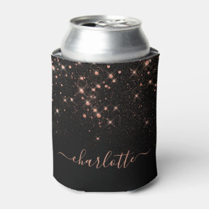 Enfriador De Latas Rosa Purpurina de oro Sparkly Elegante guión glam