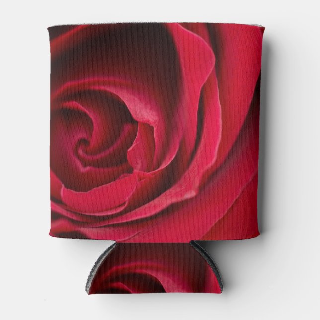 Enfriador De Latas Rosa roja sobre un refrigerador de bebidas (Anverso)