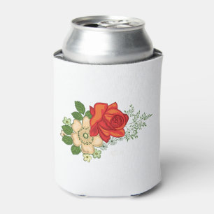 Enfriador de Latas Rosa Roja y Margaritas