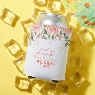 Enfriador De Latas Rosa Rosas Floral Boda Botánico Marrón