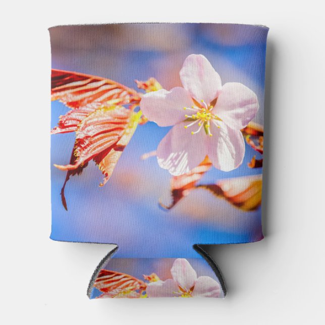 Enfriador De Latas Rosa Sakura Flower Blue Sky (Anverso)