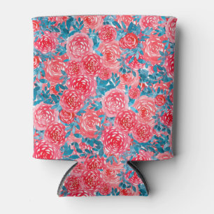 Enfriador De Latas Rosas de acuarela Tapiz floral