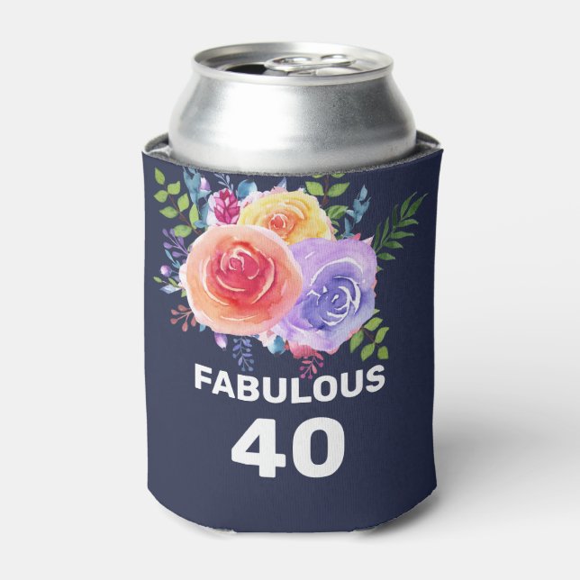 Enfriador De Latas Rosas Jardín Acuarela Flores Fabulosas 40 (Lata Anverso)